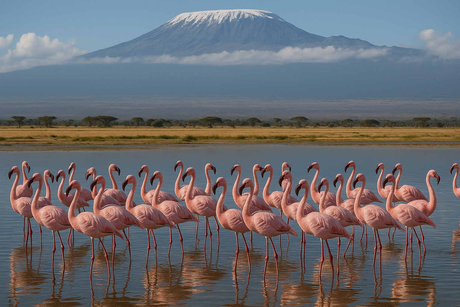 Flamingos in Amboseli National Park